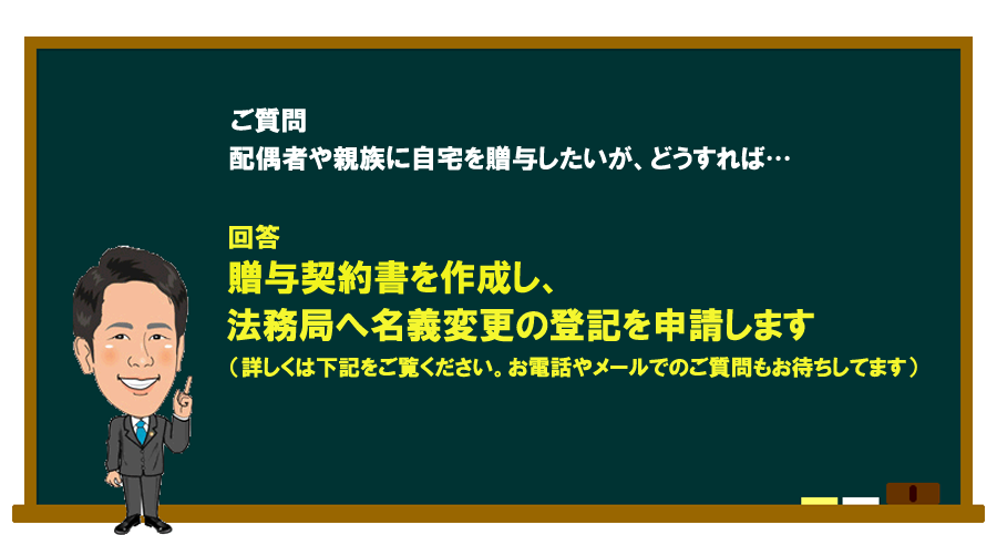 「配偶者や親族に自宅を贈与したいがどうすればいいのか分からない…」